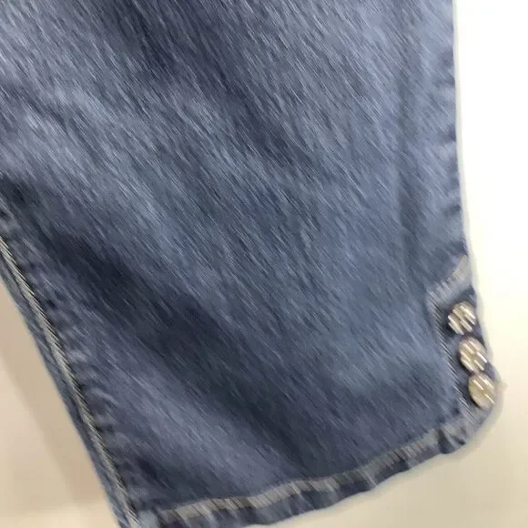Baccini Capri Crop Pants‎ Jeans Rhinestone Buttons 16 P Stretch Dark Wash Womans - Picture 6 of 9